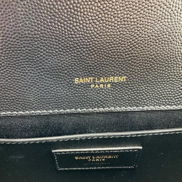 SAINT LAURENT BLACK / GOLD HARDWARE KATE EMBOSSED LEATHER SHOULDER BAG - Picture 8 of 16